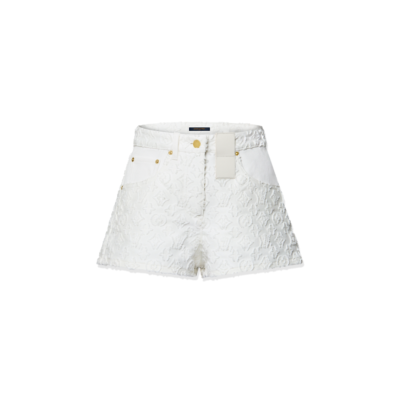 LOUIS VUITTON MONOGRAM FIL COUPÉ DENIM SHORTS 1AHI11
